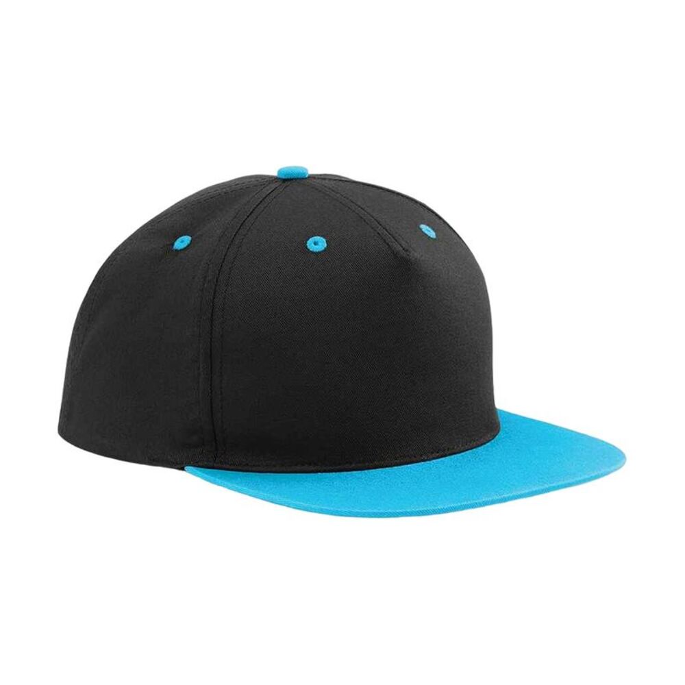 Beechfield Contrast 5 Panel  Cap / Black/Surf Blue
